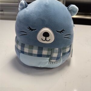 Squishmallows Blue Bear with Plaid Scarf